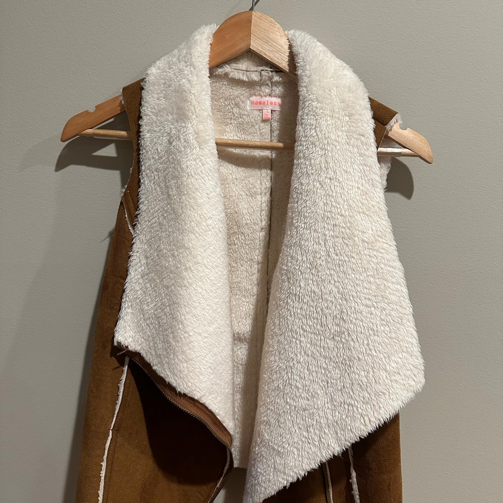 Nameless Brown and Cream Shearling Vest